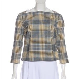 Rachel Zoe Plaid Bateau neckline Blouse Top
